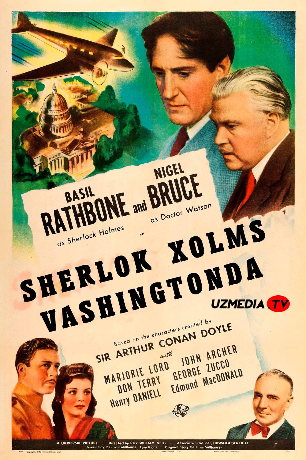 Sherlok Xolms: Vashingtonda AQSh retro filmi Uzbek tilida O'zbekcha 1942 tarjima kino Full HD skachat